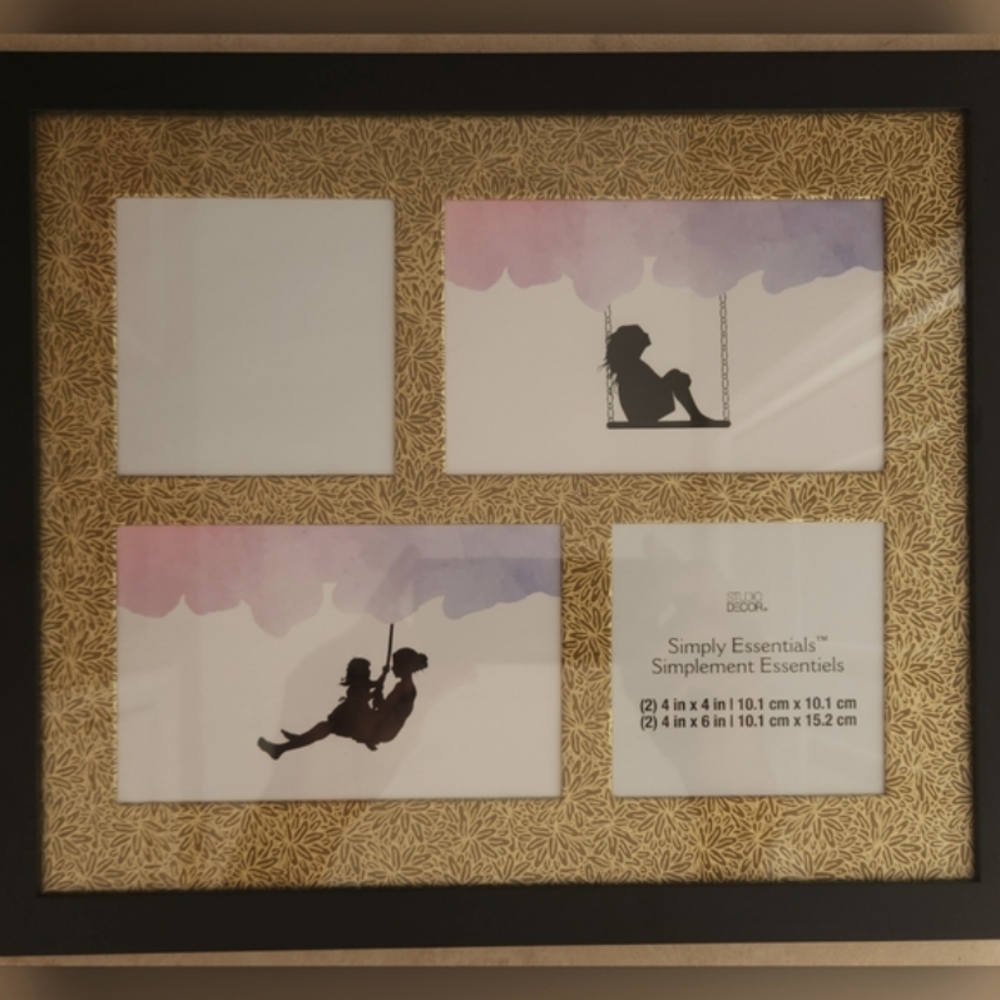 Luxury 11x14 Gold Floral Multi-Photo Mat & Black Frame – Elegant Collage Frame